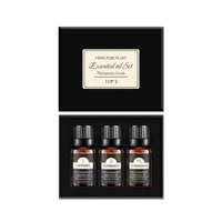 Private Label Vente en gros Coffret cadeau d'huile essentielle de massage de 10ml Coffret 3 huiles essentielles au parfum de plantes fruitées et aromathérapie