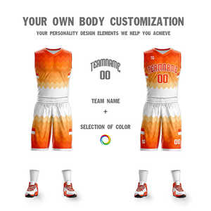 Maillot de basket-ball personnalisé orange et blanc double face pour le sport - Product Image 5