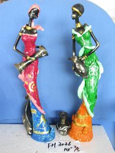 Elegante Statuetta / Scultura in Poliresina di <span class=keywords><strong>Donna</strong></span> Africana Nera per Decorazione d'Interni - Product Image 4