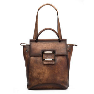 Bolso de Hombro Retro Andong de Cuero Vacuno Genuino, Mochila de Color Sólido Hecha a Mano, Mochila de Gran Capacidad para Mujer, Bolsos de Viaje - Product Image 5