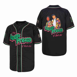 Sublimations-Stickerei Genähtes Baseball-Trikot Modisches Frisches Street-Style Custom Bel Air Wear Black Prince Herren Jugend Softball-Shirt - Product Image 1