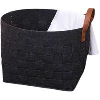 Panier de rangement circulaire en feutre tissé pliable - Rangement domestique écologique à main pour les vêtements sales, les jouets pour bébés et le linge