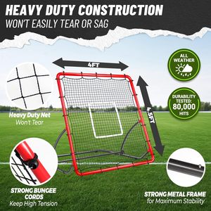 Filet de rebond robuste pour baseball et softball, filet de retour multi-angles pour l'entraînement au frappeur et au lanceur - Product Image 3