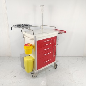 Chariot de médecine d'équipement chirurgical moderne de qualité supérieure seaux en métal ABS en acier multicolore meubles d'hôpital de chariot d'urgence - Product Image 2