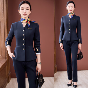 Professional Women's Work Suit Long Sleeve Polyester Fall 2025 Office Beauty Salon Uniform Comfortable Fit - Product Image 1