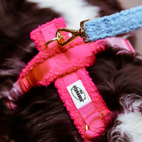 Harnais pour Chien en Velours Teddy Doux et Confortable, Conception Anti-Traction, Léger, Réglable, de Luxe avec Logo Personnalisé