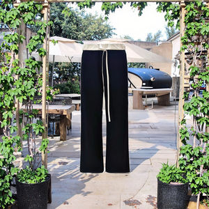 Pantalones Holgados de Mujer para Otoño, Cintura Alta, con Cordón, Diseño Liso, Poliéster/Algodón, Transpirables, Ecológicos, Antiarrugas y de Secado Rápido - Product Image 3