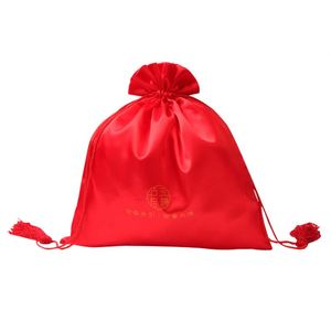 Sacs en satin pour cadeaux de mariage, vente directe du fabricant chinois, sacs en satin champagne, pochettes en satin avec dentelle - Product Image 4