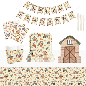 DAMAI Decoración para Fiesta de Cumpleaños con Temática de Granja, con Platos, Vasos y Servilletas Desechables de Papel para Fiesta, Juego de Vajilla - Product Image 1