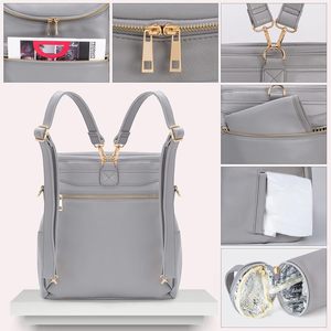 Mochila Pañalera de Cuero Vegano Impermeable de Gran Capacidad, Moderna <span class=keywords><strong>para</strong></span> Mamá, Viajes, Bebé, con Cambiador - Product Image 4