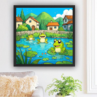 Kits de peinture diamant 5D pour enfants débutants, motif grenouille mignonne de dessin animé, cadeau artisanal fait main