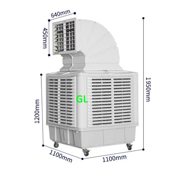 18000 25000 Cmh Airflow Large Portable Air Cooler Elbow Large Water Tank Industrial Evaporative Air Conditioners Motor Pump