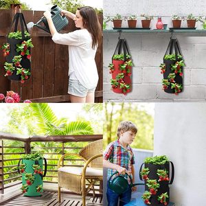 Jardinière Suspendue pour Fraises Upside Down, Sacs de Culture en Tissu de 5 à 10 Gallons, Durables et Écologiques, pour Tomates et Légumes - Product Image 5