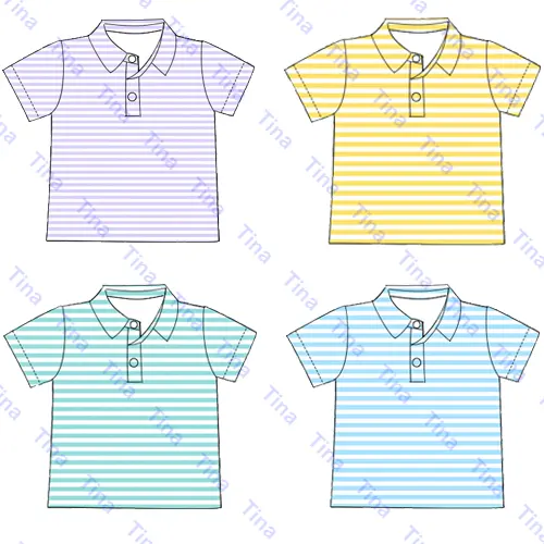 Camisetas de alta calidad para niños, Polo de algodón a rayas, ropa de manga corta de verano