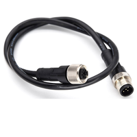 Konektor Industri Berkualitas Baik M12 5pin Lurus Male ke Female dengan Pelindung, Konektor Cetak Kabel Plug