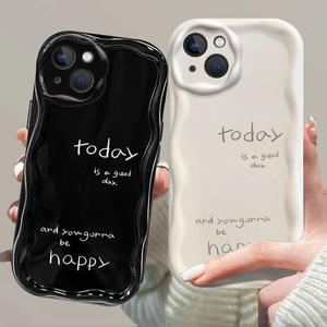 Cover per Cellulare in Silicone TPU con Stampa 'Happy' e Bordo Ondulato <span class=keywords><strong>a</strong></span> Forma di Gelato per iPhone X Xr Xs Max 11 12 13 14 15 16 17 - Product Image 1