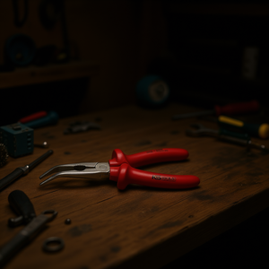 KS <b>Tools</b> Flat Nose Pliers 45 Degree Curved Jaw 160mm Chrome Vanadium Steel Plastic Handle Cutting Gripping - Product Image 2