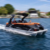 Bateau ponton en aluminium luxueux pour 12 personnes, maniement sans effort, console de salon électrique, direction hydraulique, pêche en lac