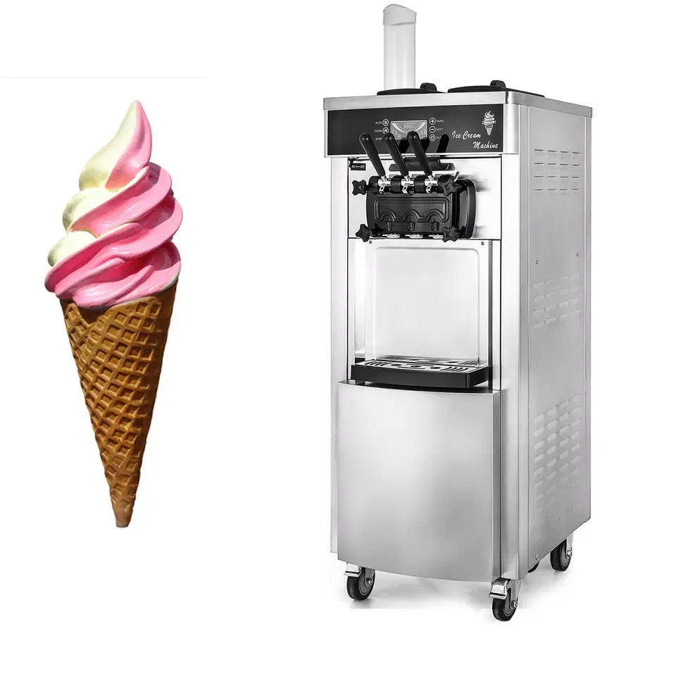 Горячая распродажа, мягкая машина для мороженого, коммерческая YKF-8228T с 2 + 1 вкусами, вертикальная машина для мороженого 2200 Вт