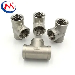 1/4" 3/8" 1/2" 3/4" 1" 2" 3" 4 Inch Tee 3 Way Tee Threaded Pipe Fittings Stainless Steel SS 304 Female X Female X Female