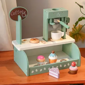 EN71/CPC/CE Holz spielzeug Kaffee maschine Spielzeug Espresso maschine Spielset Kinder spielen Küchen zubehör Geschenk für Mädchen und Jungen