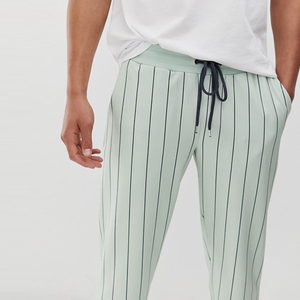YIHAO marca de alta calidad de moda luz verde sandía rayas casuales de los hombres <span class=keywords><strong>pantalones</strong></span> de seda - Product Image 2