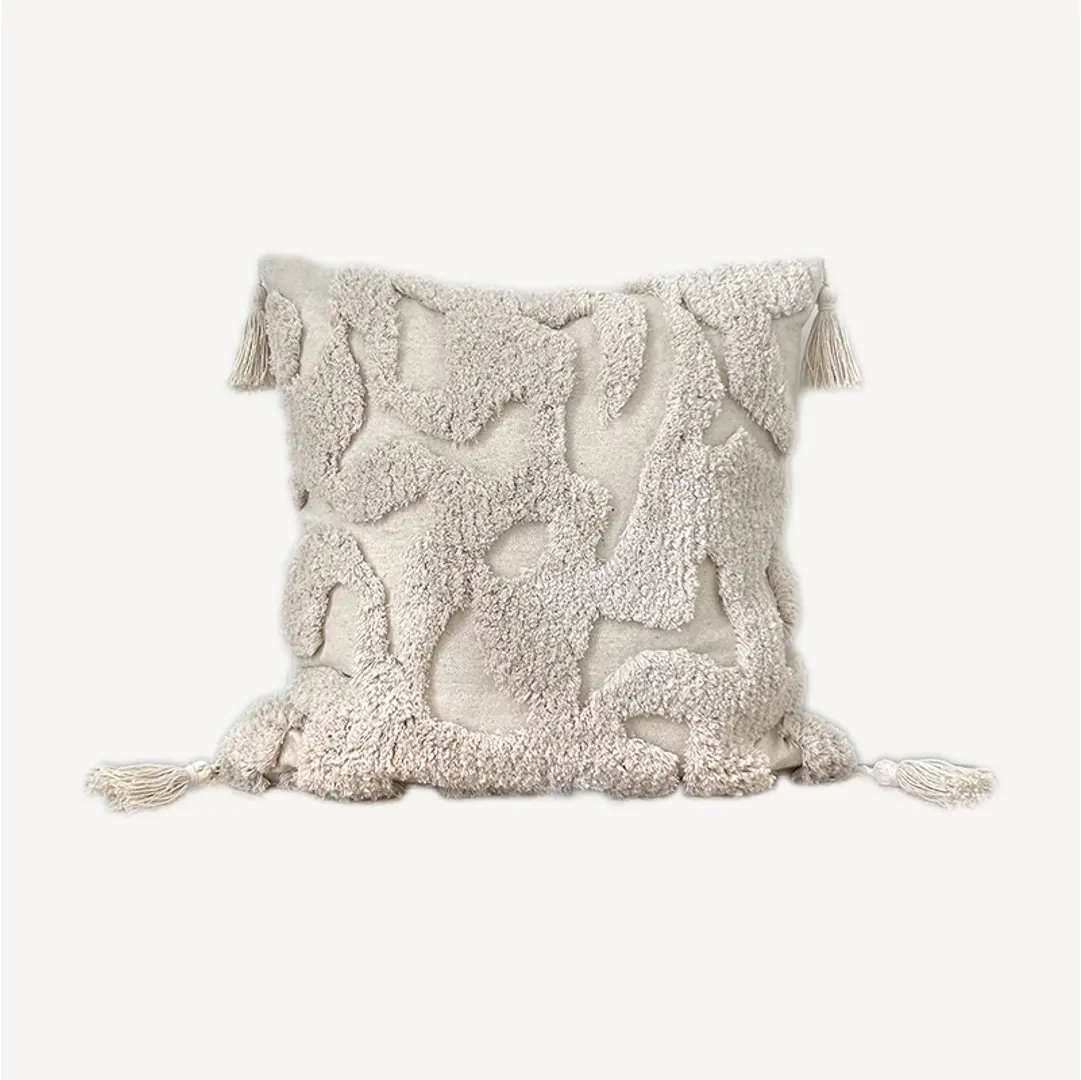 Designer Embroidered Boho Sofa Pillow Cushion cover Cotton Linen Modern Luxury Macrame Pillowcase Living room home decor