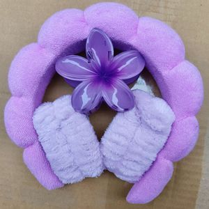 ที่คาดผมฟลานเนลลายดอกไม้ไข่สุดน่ารัก กันน้ำ พร้อมกิ๊บติดผม ชุดอุปกรณ์เสริมผมนุ่มฟู สำหรับล้างหน้า - Product Image 5