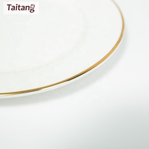 ชุดจานอาหารค่ำทรงกลมสีขาวหรูหราสำหรับขายส่ง จานเซรามิกพอร์ซเลนขนาด 7 นิ้ว 8 นิ้ว 9 นิ้ว ขอบสีทอง - Product Image 3