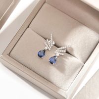 Classique Lab Grown Saphir Gemme Diamant Boucle D'oreille Bijoux Or Blanc 18K En Gros Femmes