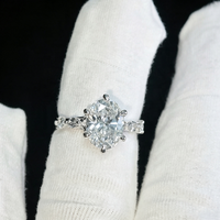 Bague de fiançailles en platine PT950 certifiée IGI 2 carats avec diamant taille ovale et pierres latérales marquise, bague de promesse de mariage solitaire pour femme