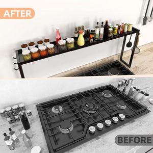 31.5 "bếp hàng đầu Kệ gia vị Giá Bếp Countertop Organizer với <span class=keywords><strong>6</strong></span> Hooks gia vị ORGANIZER Đen trên kệ bếp - Product Image 4