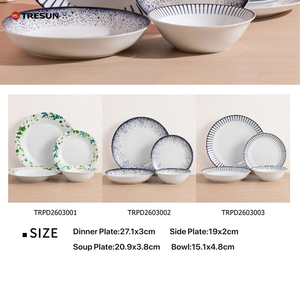 New Arrival Luxury Eco-Friendly Stoneware Dinnerware <b>Sets</b> with Blue Speckle Design for Home & Office Dining - Product Image 6