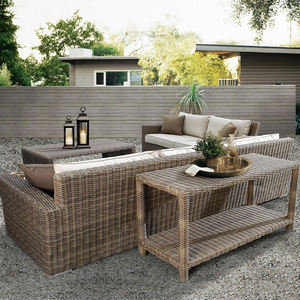 Muebles de Jardín de Mimbre de Ratán de Diseño Minimalista, Conjuntos de Sofá <span class=keywords><strong>y</strong></span> <span class=keywords><strong>Mesa</strong></span> Elegantes con Cojines - Product Image 5