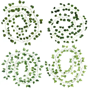 Lierre Vert 81 Feuilles Plantes Artificielles, Feuillage De Vigne De Raisin, Fleurs Décoratives De Mariage À La Maison, Porte Séchée Artificielle, 2.2m