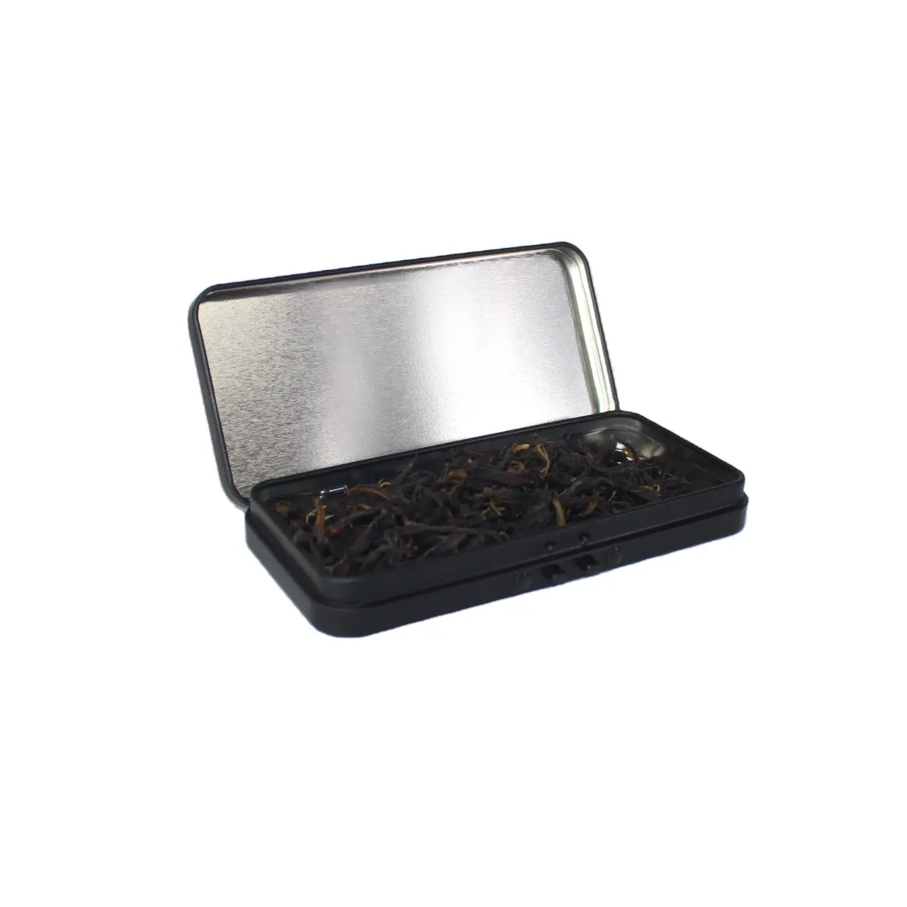 高品質の金属長方形の空のヒンジ付きブリキの箱の容器最小の小さな収納ブリキの箱カスタムキャンディーボックス