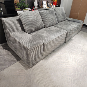 Sofá <span class=keywords><strong>Cama</strong></span> Gris Convertible, Sofá Plegable de Piso, Sofá <span class=keywords><strong>Cama</strong></span> de Corduroy con Almohadas para Sala de Estar - Product Image 3