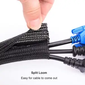 Electrical Wires and Cables Desk Cord Management Split Self-Wrapping Braided Sleeving