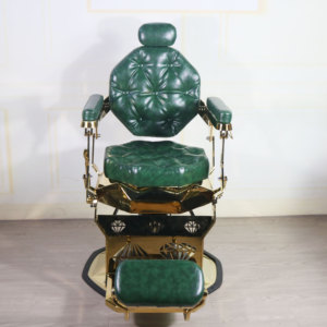 เก้าอี้ตัดผมคุณภาพสูงสีดำทองสไตล์โบราณ ปรับเอนได้ สำหรับร้านตัดผม - Product Image 4
