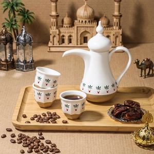 Juego de Tazas de Cerámica Qahwa Dallah, 6 Piezas, con Logotipo Personalizado, Tetera Árabe, Jarra para Café, Juego para Regalo de Ramadán - Product Image 3