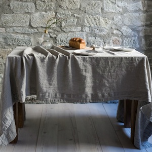 <b>Linen</b> <b>Table</b> <b>Cloth</b> for Hotel Flax <b>Linen</b> for Wedding Square Tablecloth Stone Washed Solid Color Home Wholesale Customizable - Product Image 2
