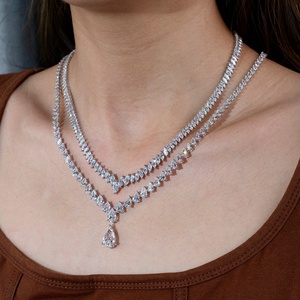 Collier Messi Jewelry personnalisé en argent S925, combinaison de diamants de laboratoire IGI, taille poire et taille marquise, collier de mariage - Product Image 2