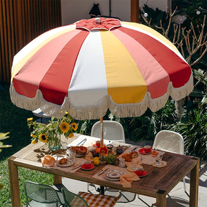 Tùy Chỉnh Cổ Điển Mái vòm Mặt Trời Parasol Sò Hình Dạng Rìa Gỗ Không Thấm Nước Cực Bãi Biển Patio Ô Cho Ngoài Trời Sân Khách Sạn Sử Dụng - Product Image 1