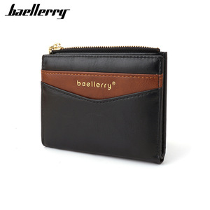 กระเป๋าสตางค์แบบสั้นสำหรับผู้ชาย Baellerry สีดำน้ำตาล ดีไซน์บล็อกสี ซิปปิด กระเป๋าหนังบางเฉียบ สำหรับใช้ในชีวิตประจำวัน - Product Image 1