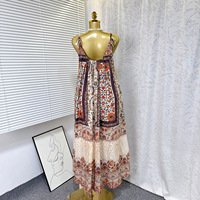 Robe maxi ample sans manches à imprimé STOCK, avec liens aux épaules, pour femme, robe de plage bohème d'été, TAILLE UNIQUE