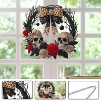 1PC DIY Acrylique Halloween Arc Fleur Diamant Peinture Pendentif Forme Spéciale 5D Diamant Peinture Suspendu Mur Couronne Ornement