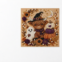 Kit de peinture diamant DIY Halloween, plus grand format 25 cm, décoration murale Sorcière, Veau, Citrouille, Fantôme