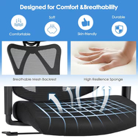 Chaise de bureau ergonomique moderne pour salon, atelier, utilisation informatique et gaming avec support lombaire réglable