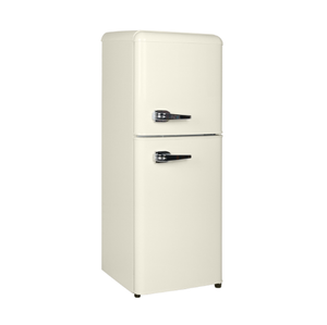 Réfrigérateur-congélateur portable électrique en acier inoxydable 138L, style rétro argenté, blanc et bleu, certifié CE/CB/LFGB - Product Image 4