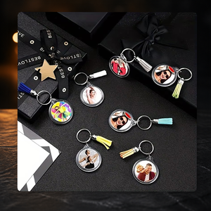 Porte-clés personnalisé en acrylique transparent vierge pour photo, porte-clés rond en plastique à clipser pour insertion d'image, vente en gros OEM - Product Image 4